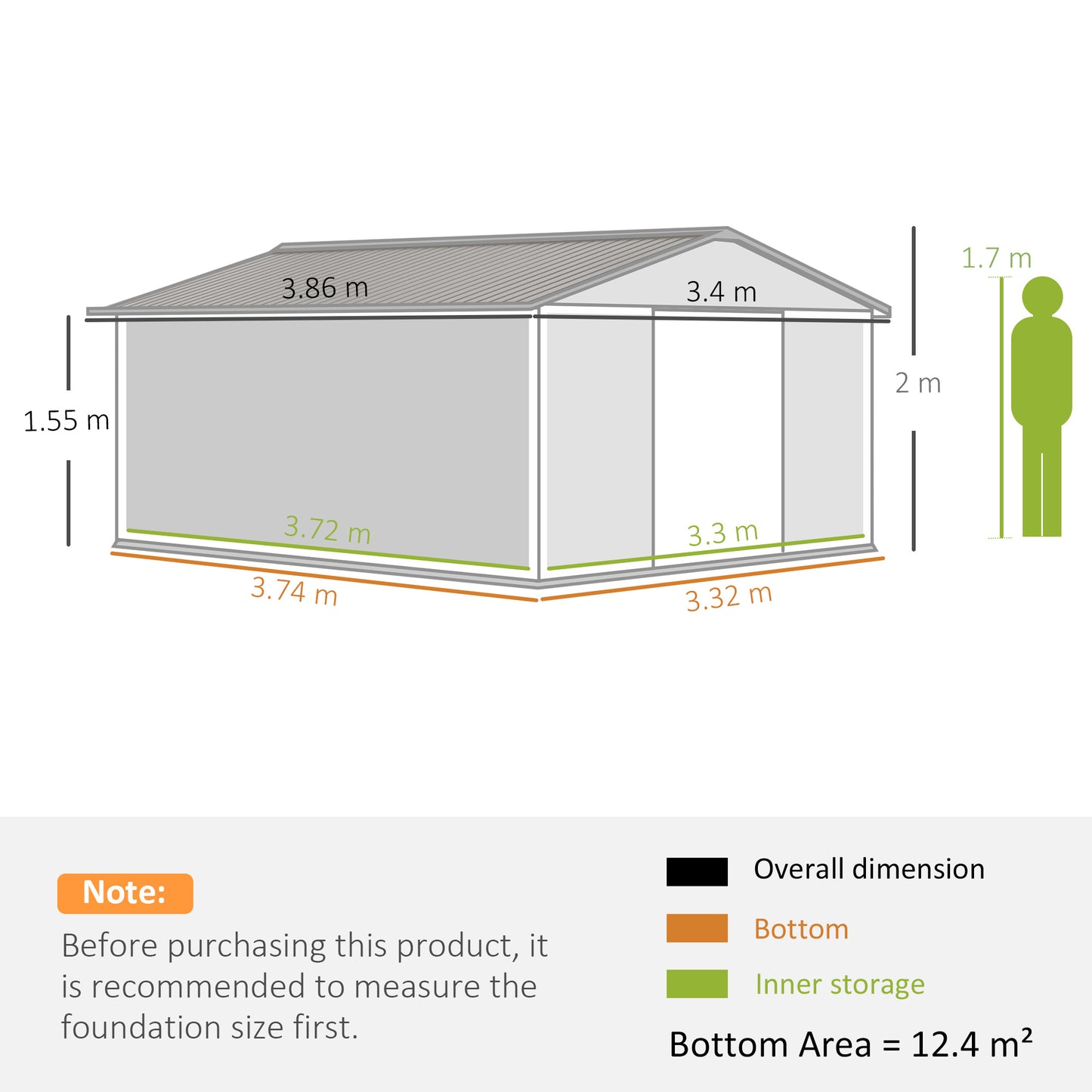 13 x 11ft Metal Garden Shed