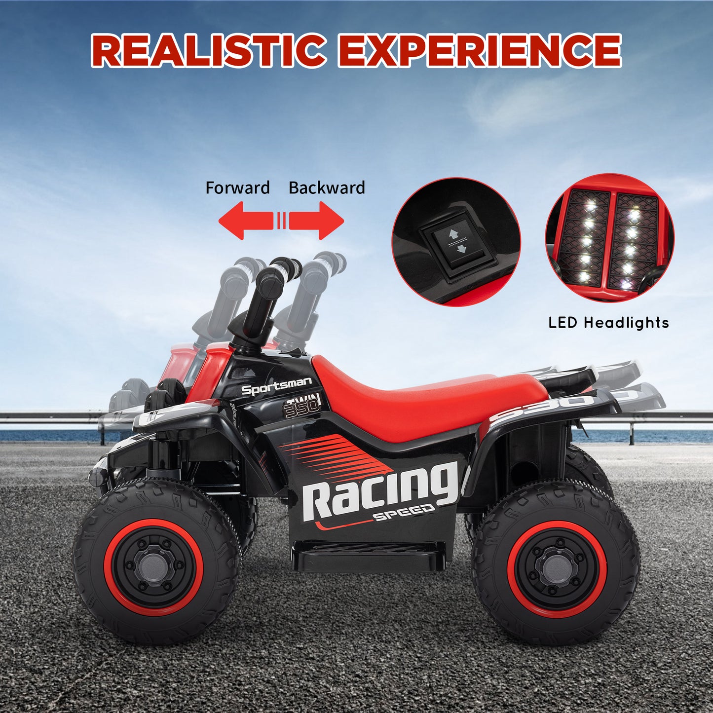6V Electric Quad Bike for Kids, Ride On ATV w/ Forward/Reverse
