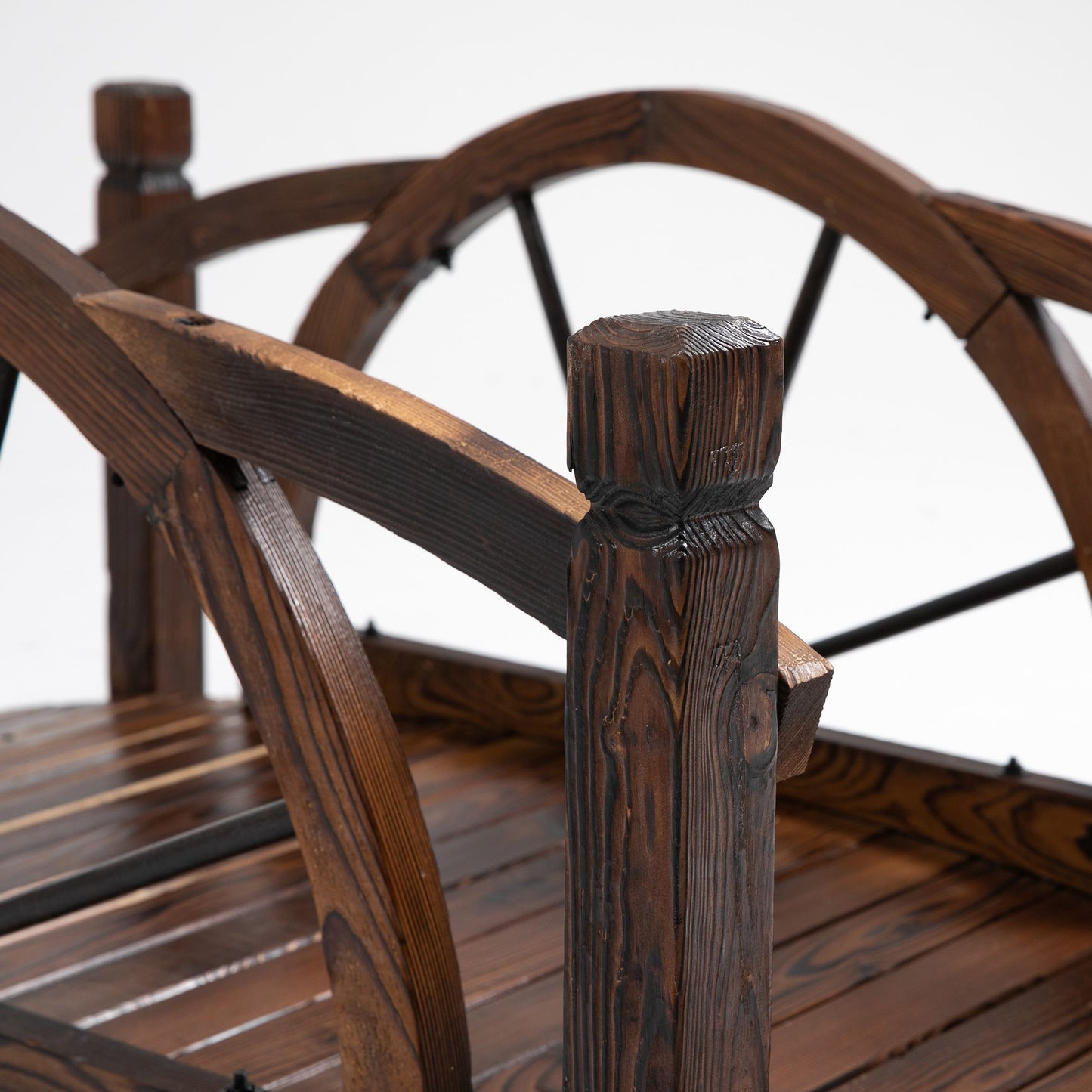 1.5M Wooden Garden Bridge Decorative Arc Footbridge