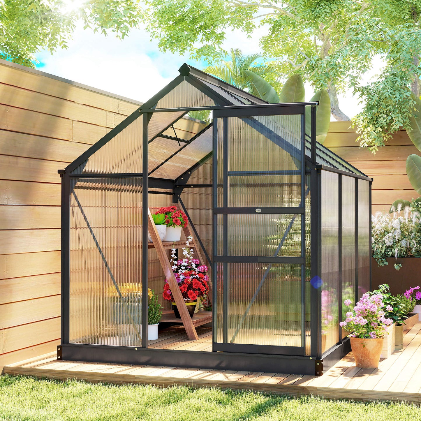 6 x 6ft Polycarbonate Greenhouse (1)