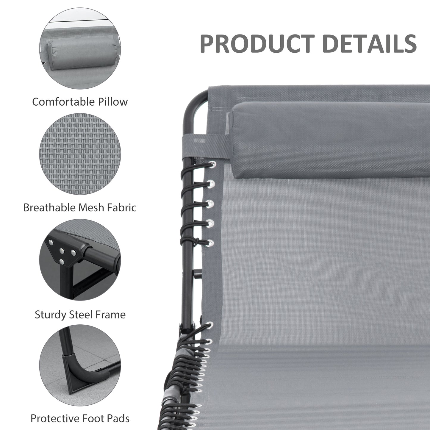 Portable Sun Lounger, Folding Camping Bed Cot