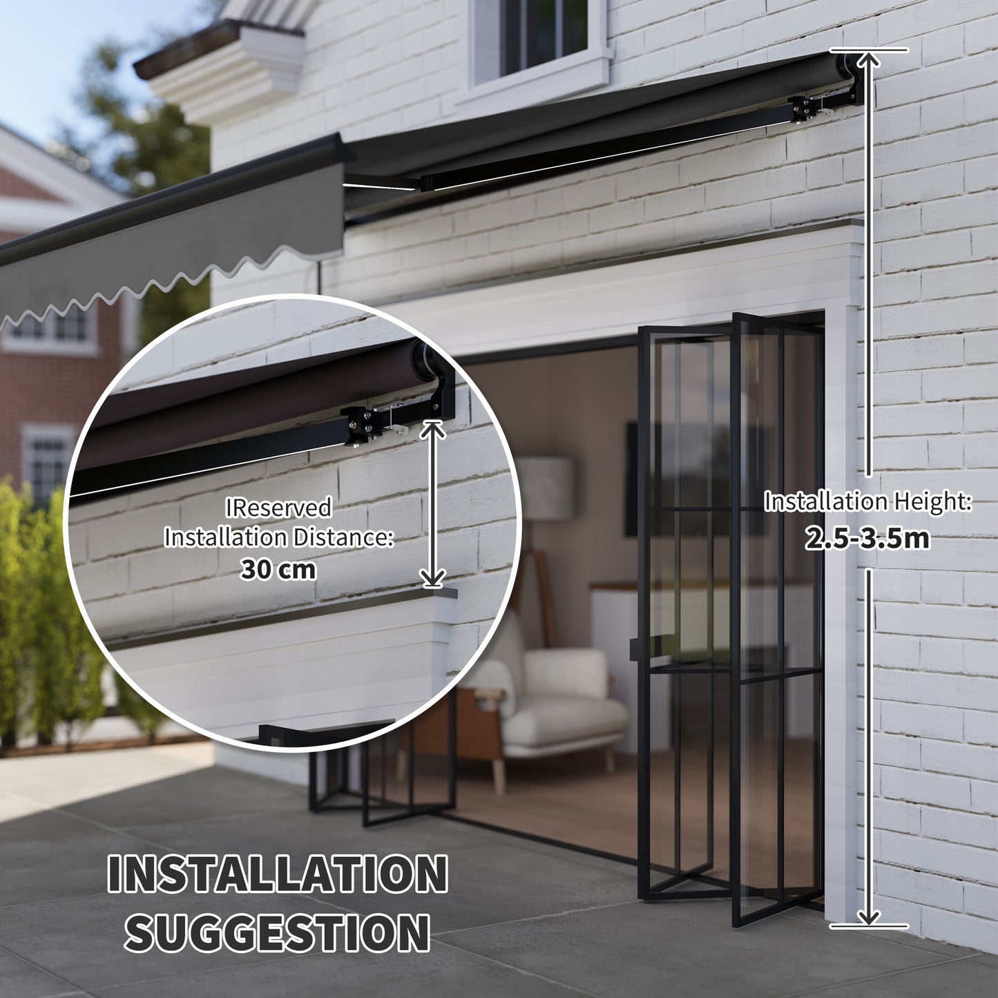 2.5 x 2m Electric Awning with LED Light and Remote Controller