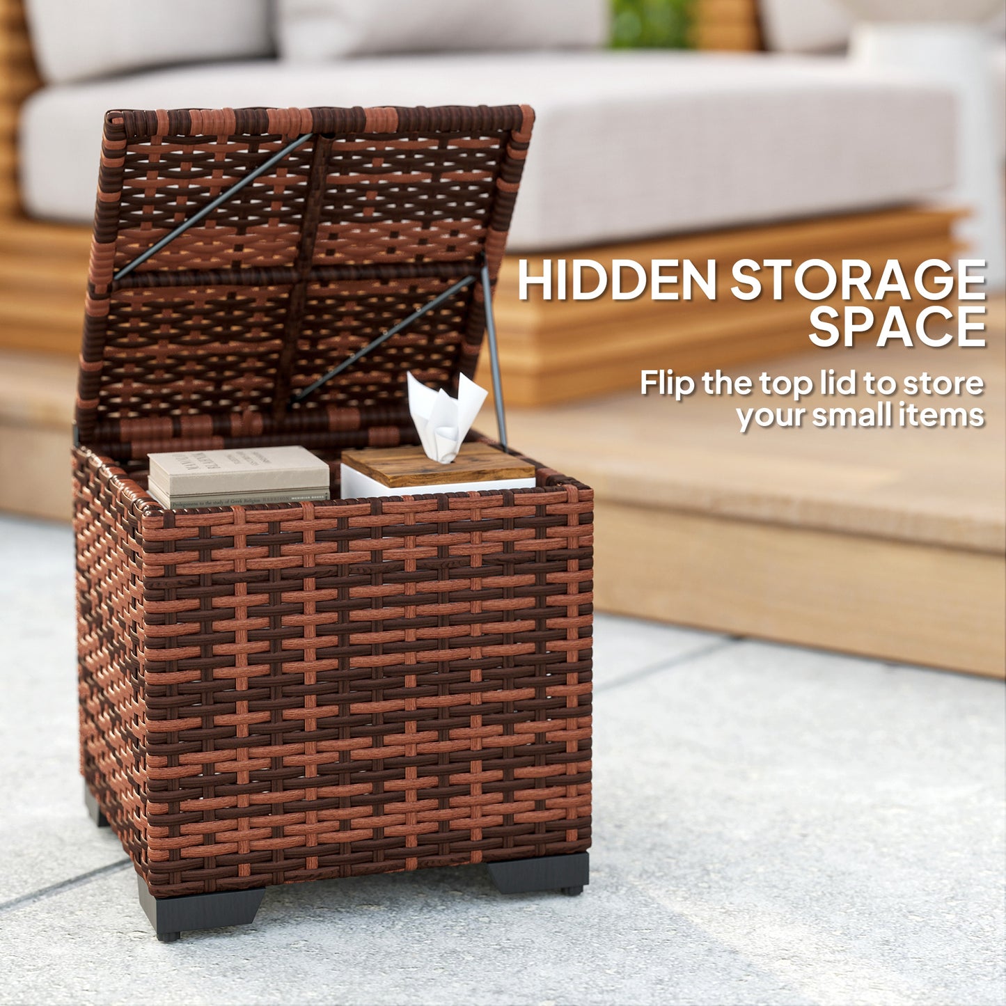 Set of 2 Rattan Storage Ottoman