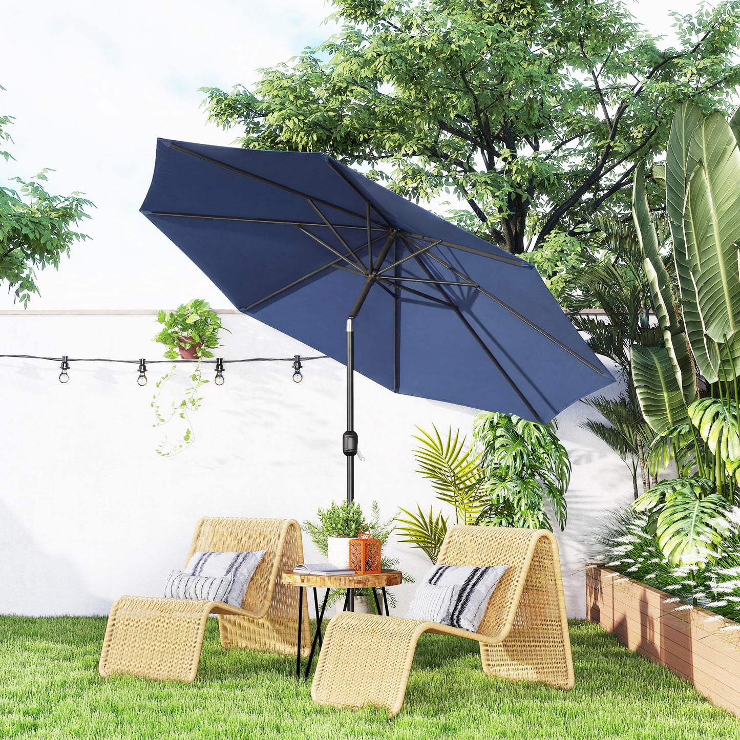 3 m Garden Parasol Umbrellas, Outdoor Sun Shade with 8 Ribs (1)