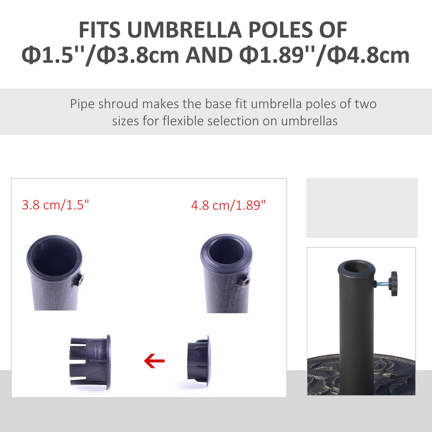 9kg Garden Parasol Base, Round Resin Cast Iron Effect Sun Umbrella