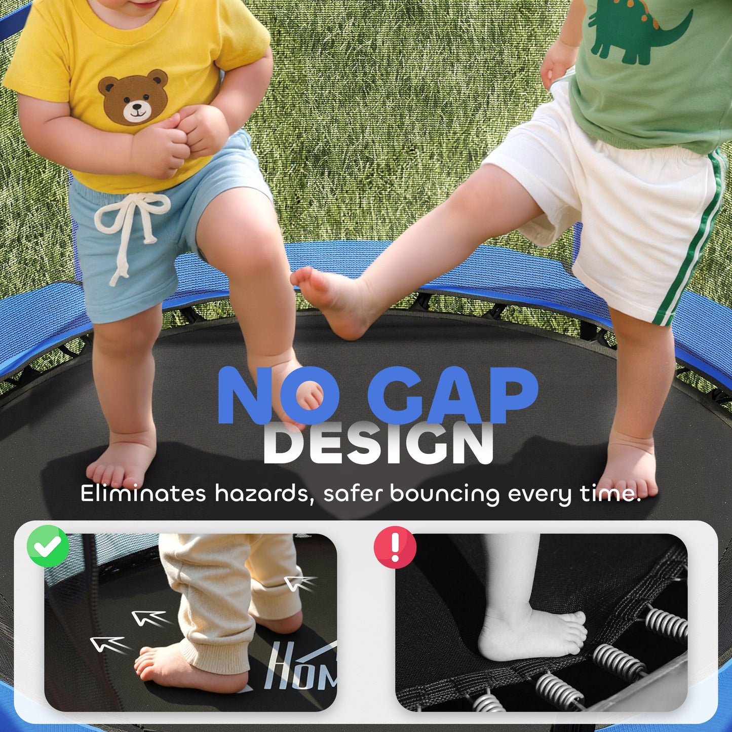 4.6FT/55" Kids Trampoline with Enclosure Net, Outdoor Indoor Use