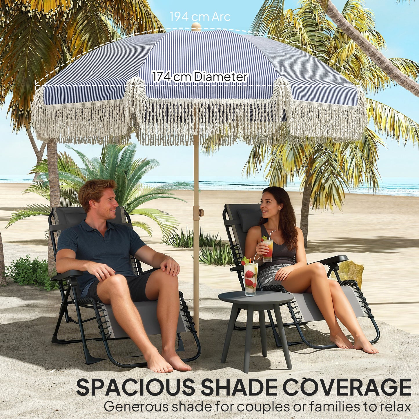 1.7 m Beach Umbrella with Sand Anchor (2)