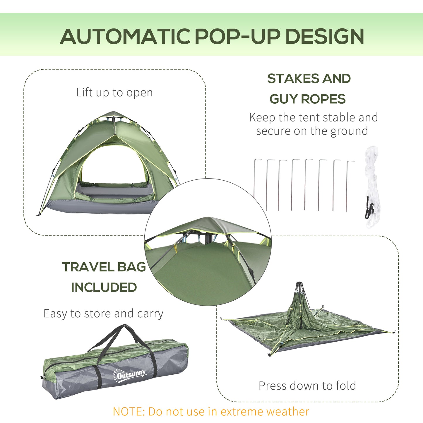 3 Man Camping Tent Automatic Pop Up Tent Portable Double Layer