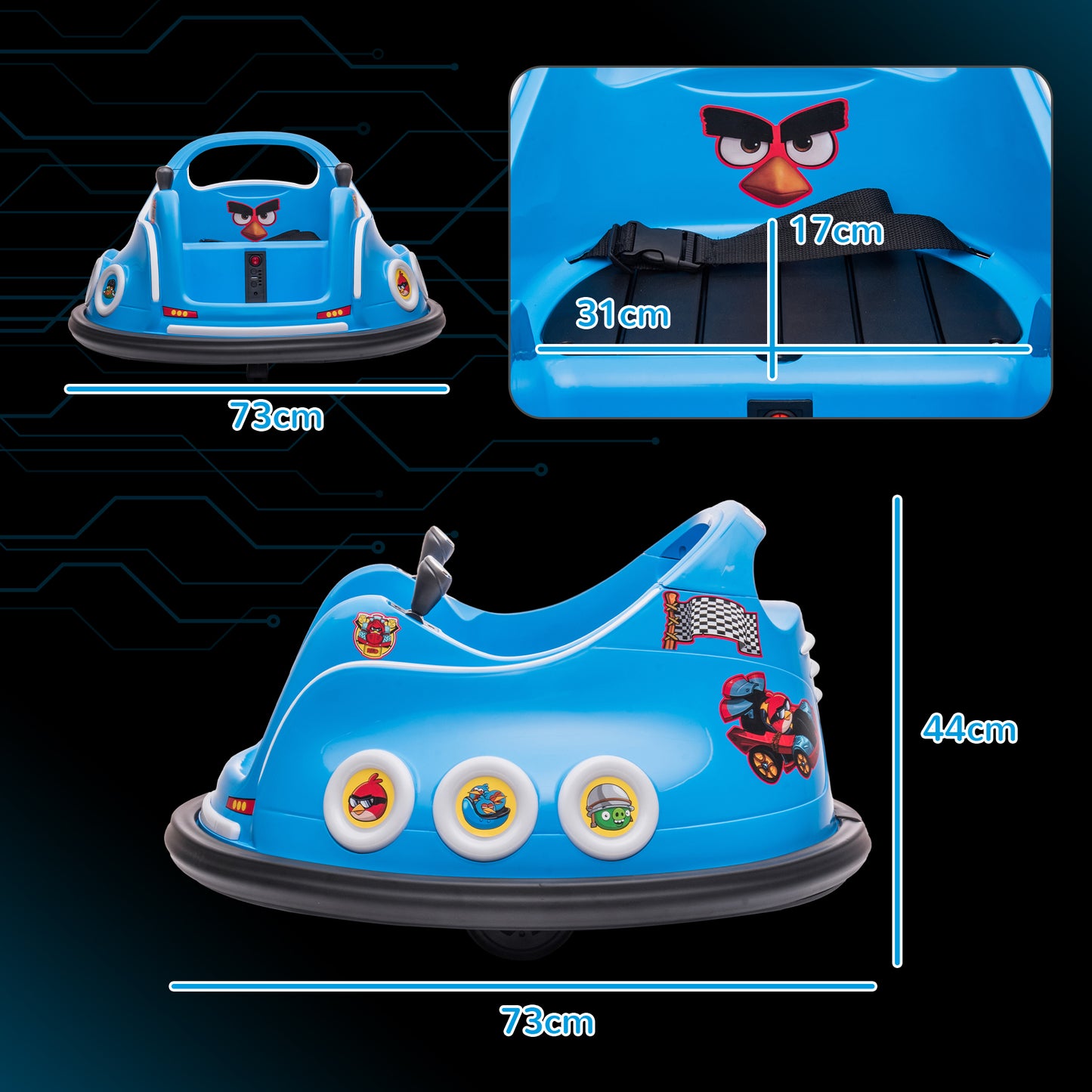 Angry Bird Licensed Waltzer Car, 12V Kids Bumper Car w/ Joysticks