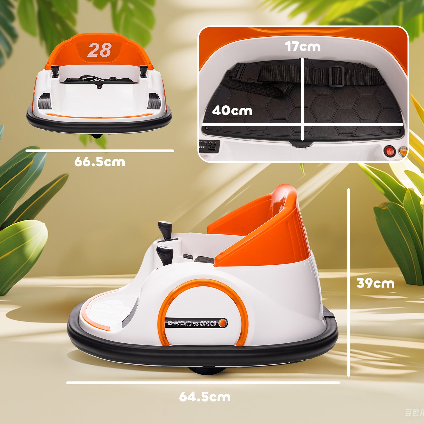 360° Rotation Kids Bumper Car, 12V Waltzer Car with Remote Control