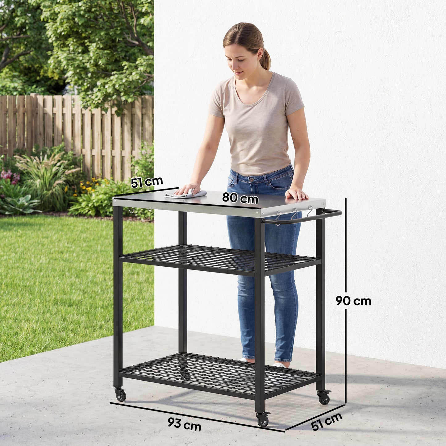 Outdoor Grill Cart with Stainless Steel Tabletop (2)
