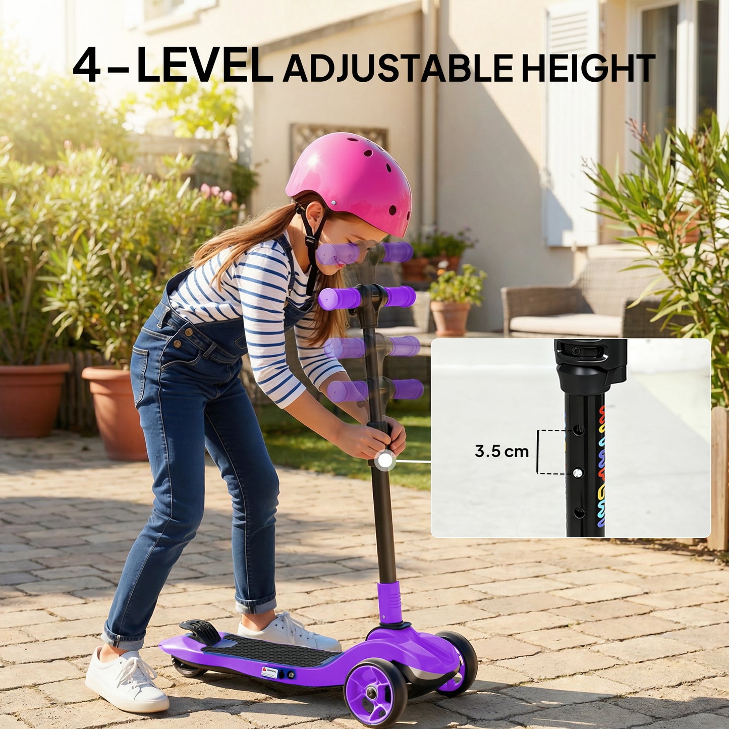 Three-Wheel Foldable Electric Scooter for Kids Aged 6-10 Years