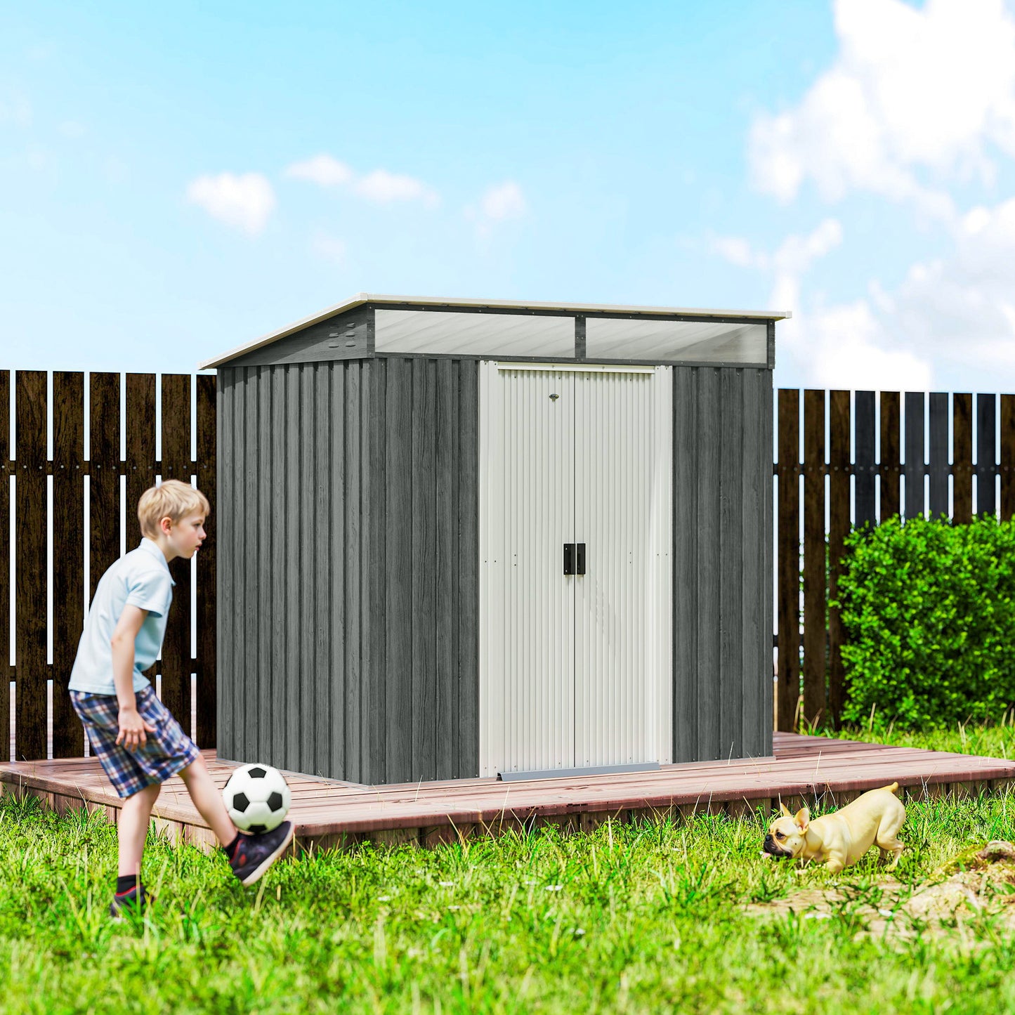 6.5 x 4FT Galvanised Metal Shed with Foundation Kit (1)