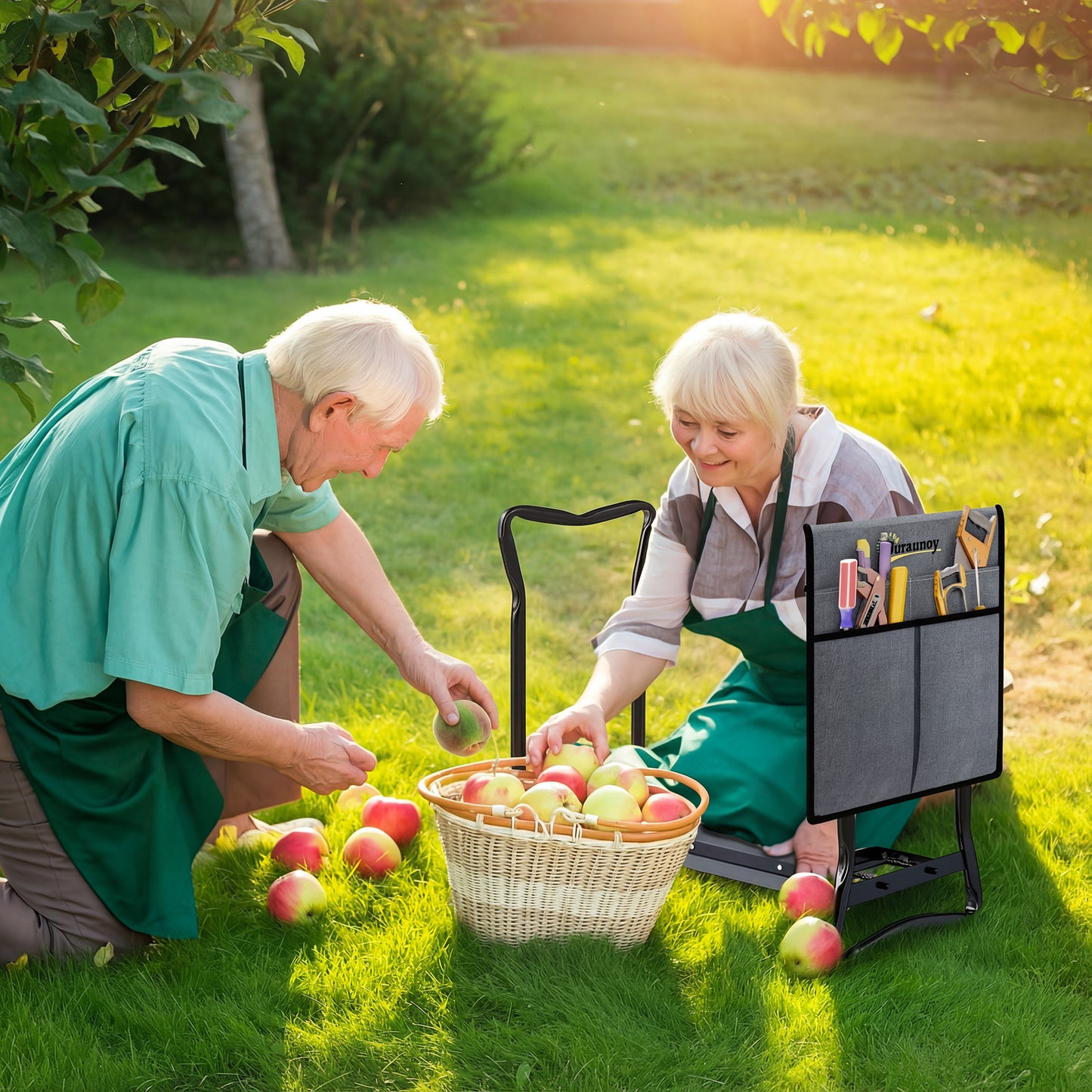 Steel Frame Padded Garden Kneeler, with Tool Bag