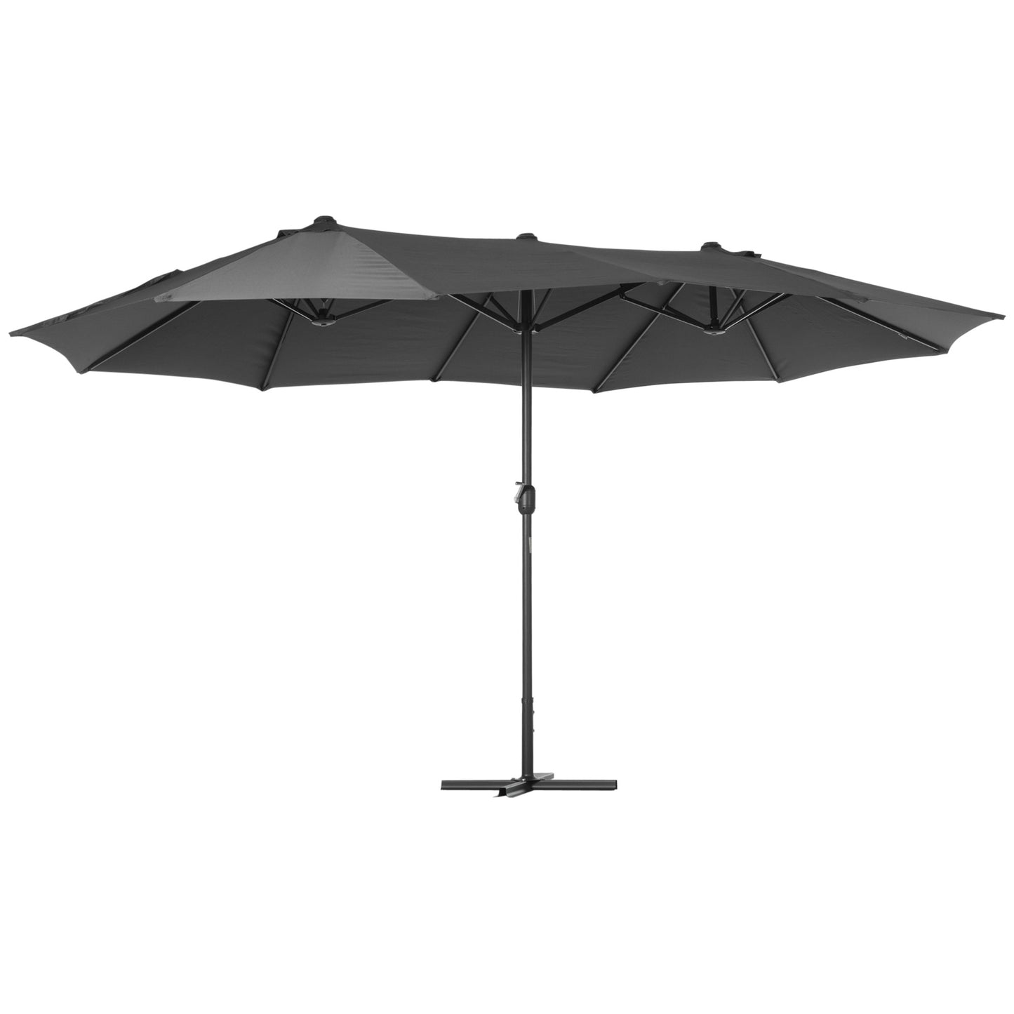 4.6M Sun Umbrella Canopy Double-sided Crank Sun Shade w/ Cross Base (1)