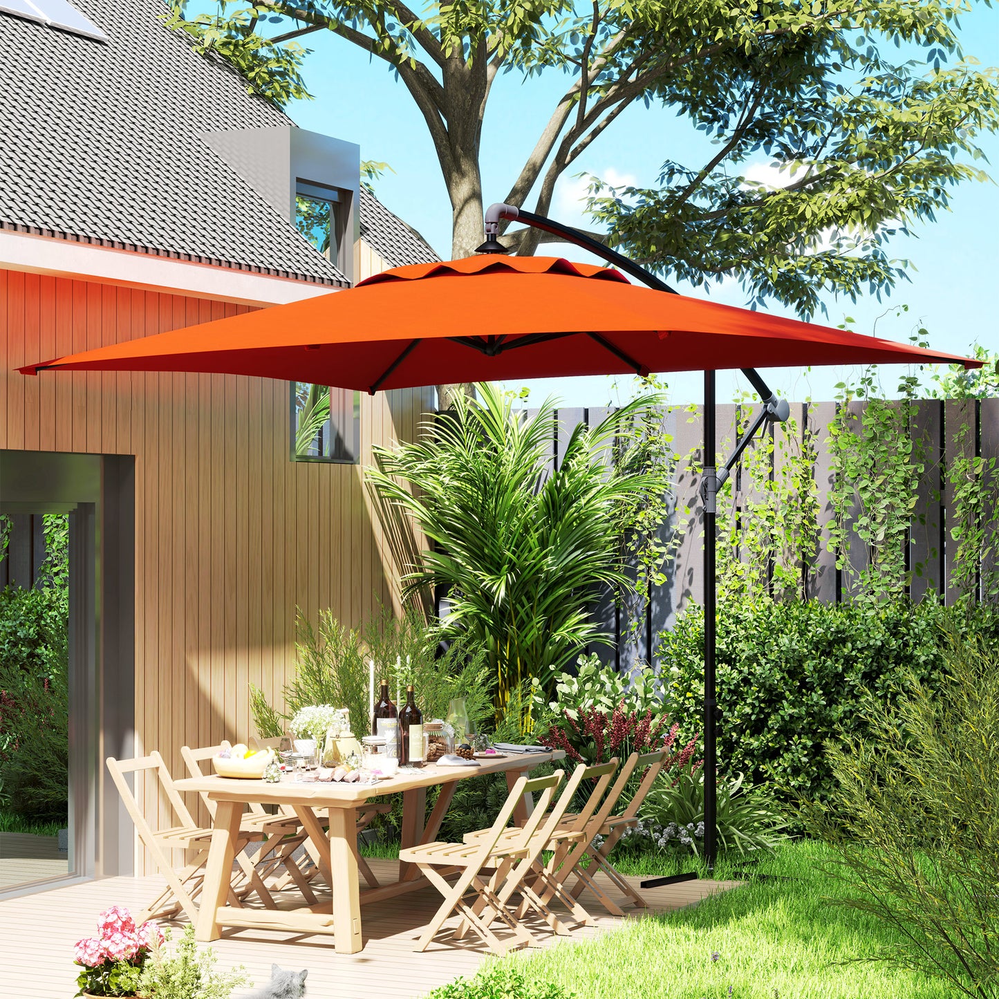 3(m) Cantilever Overhanging Parasol, with Cross Base