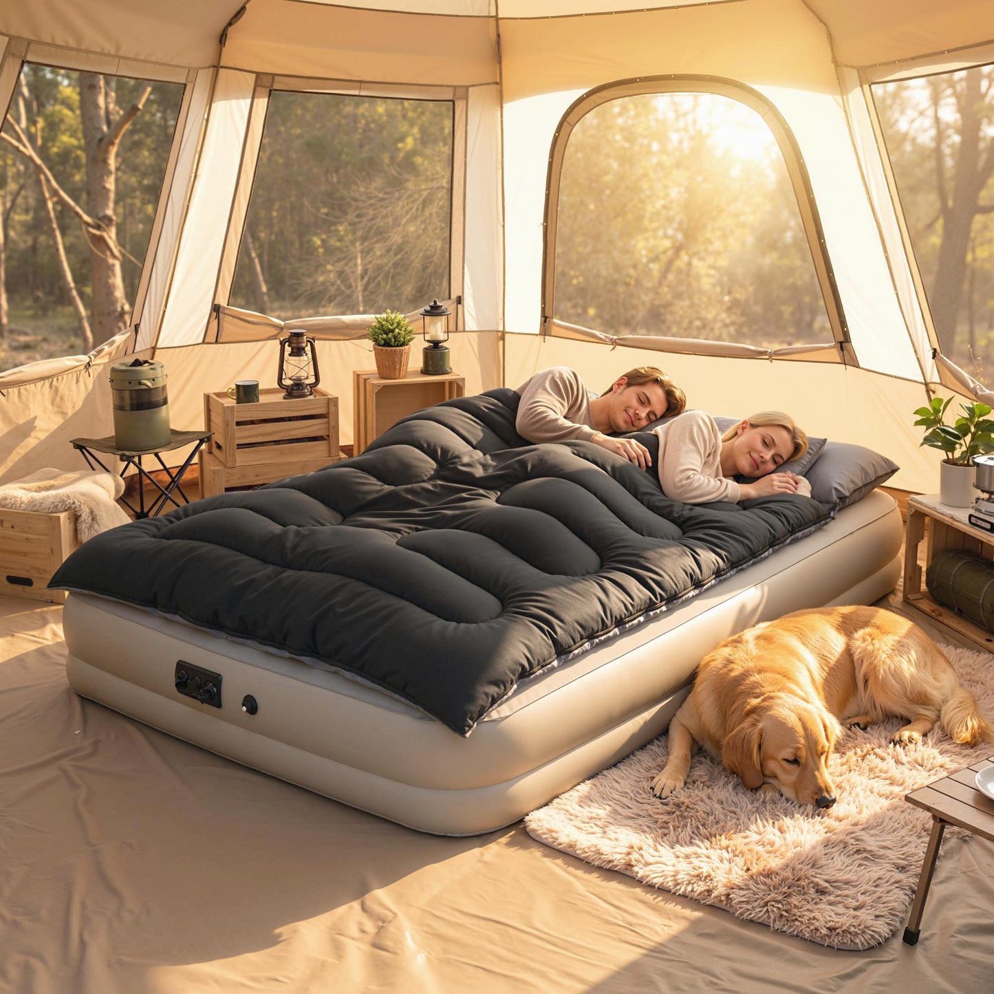 Double Sleeping Bag with 2 Pillows