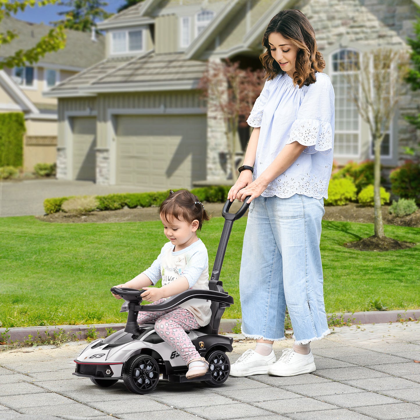 Licensed 2 in 1 Baby Ride on Push Car Toddler Push Along Car