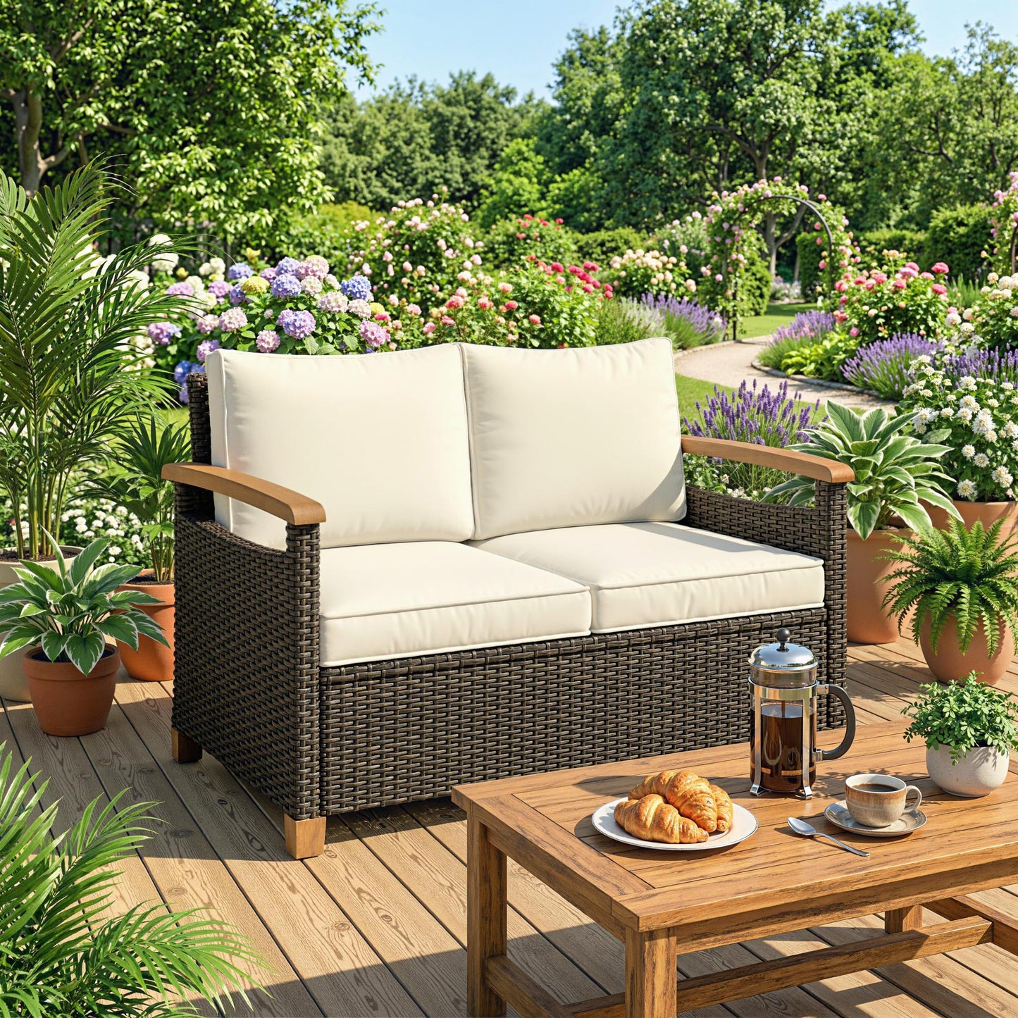 2 Seater Rattan Garden Sofa