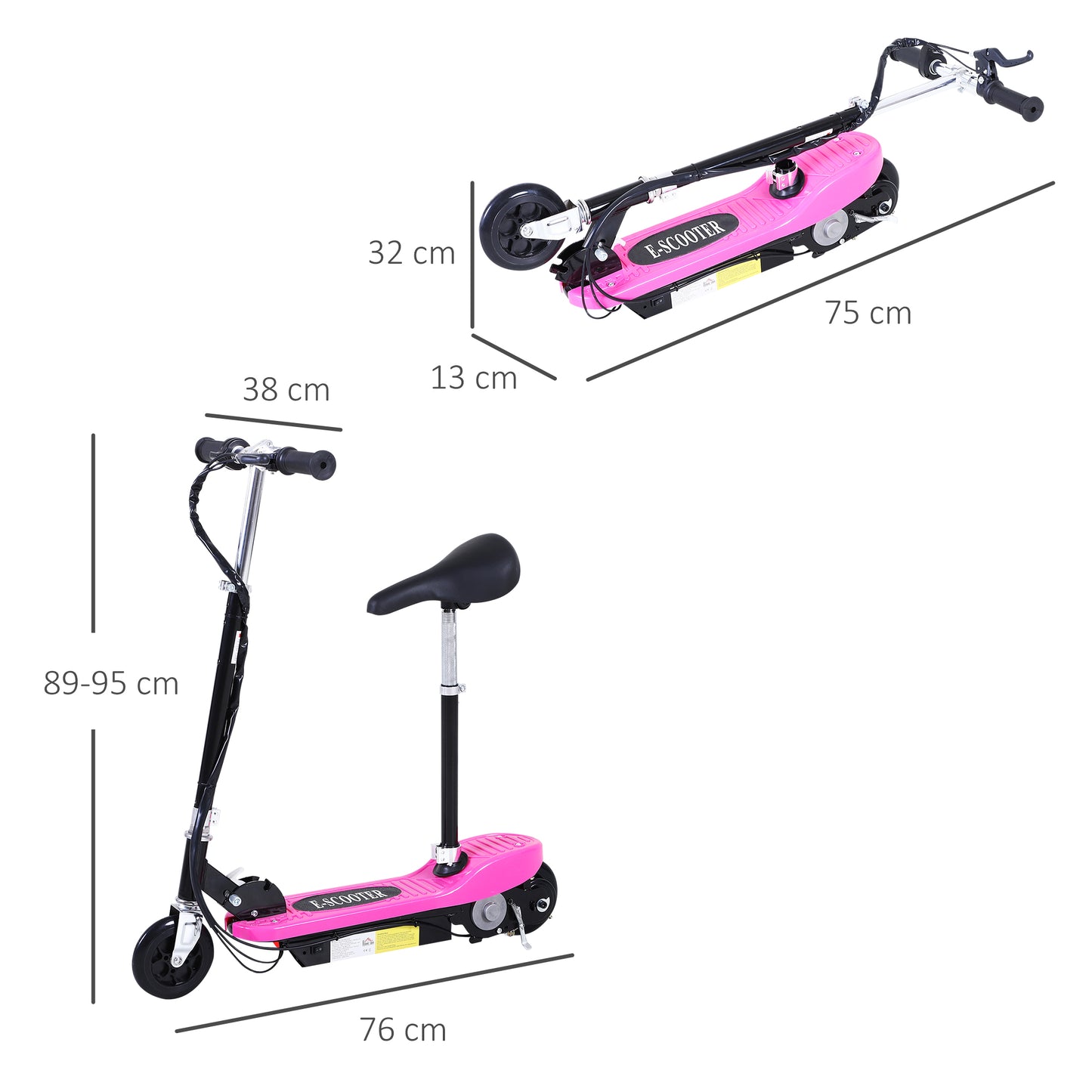 Foldable Electric Scooter Ride on for Kids 12V 120W W/Brake Kickstand