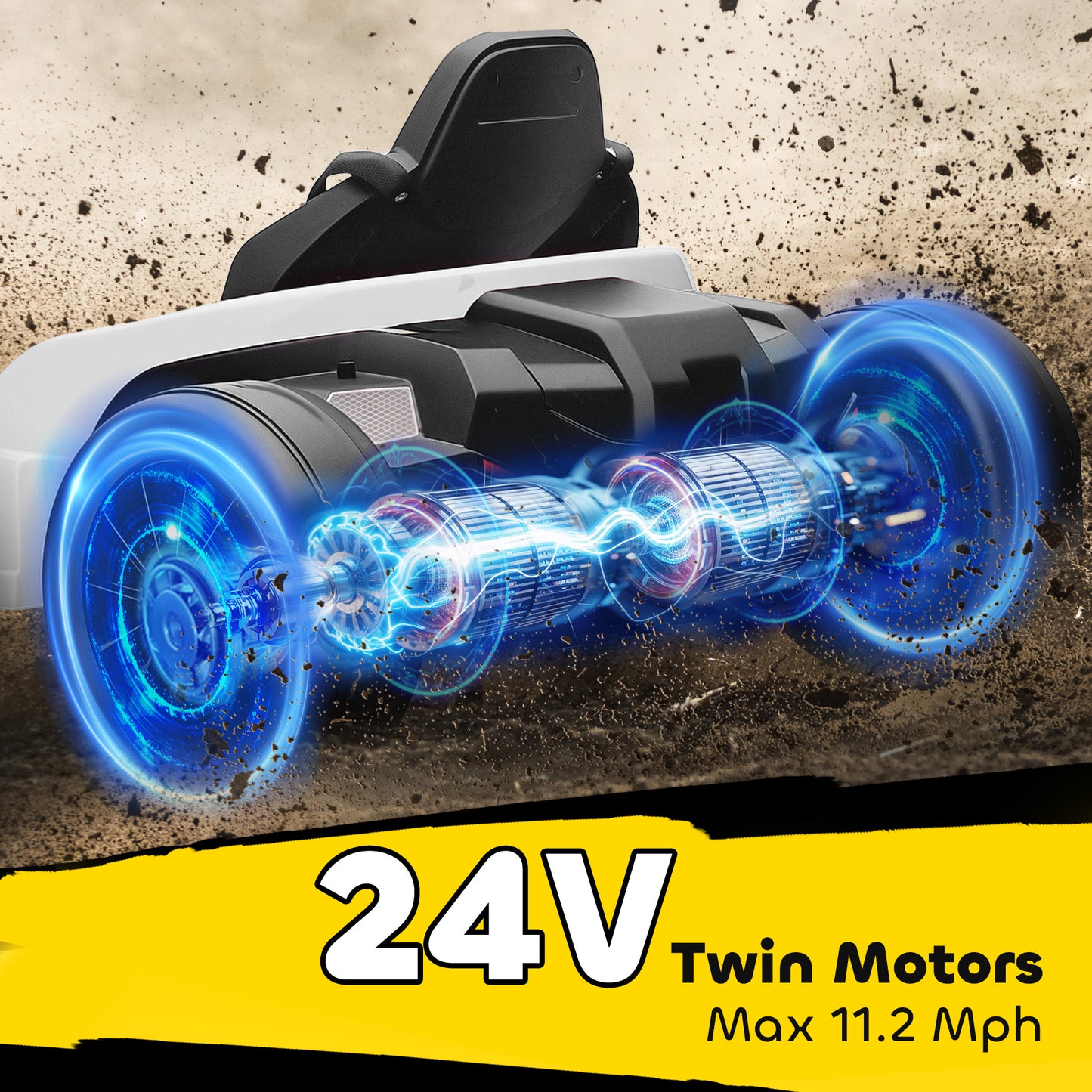 24V Electric Go Kart, Drift Kart with Adjustable Seat, Slow Start