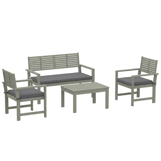 4 Seater Wooden Garden Furniture Set with Loveseat, Armchairs, Table