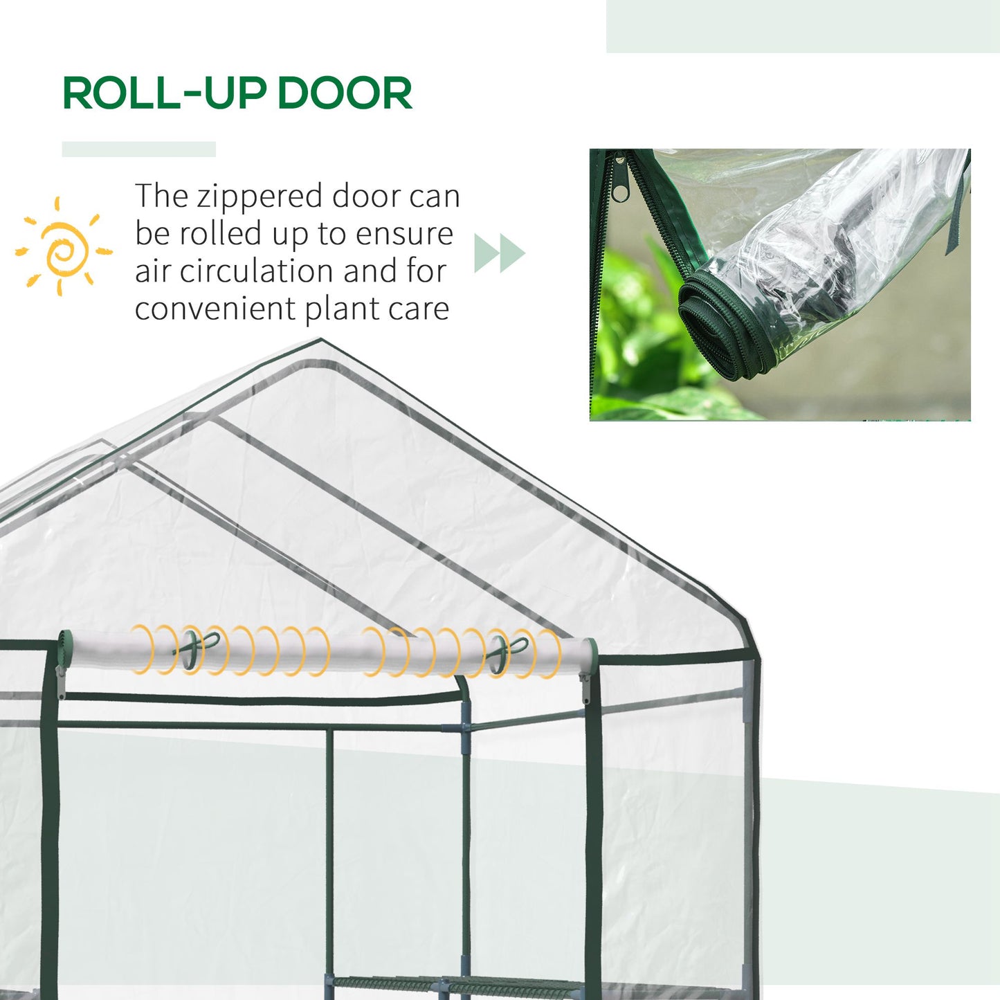 Walk in Greenhouse with 3-Tier 8 Shelves
