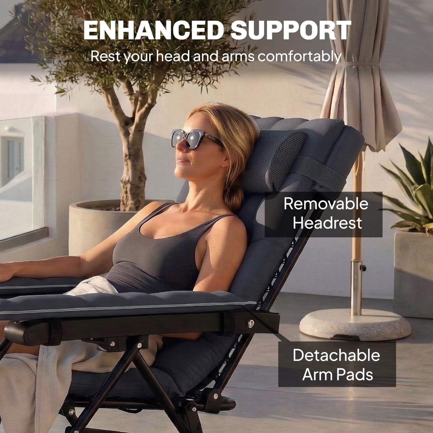Zero Gravity Chair, Folding Sun Lounger Reclining Garden Chair