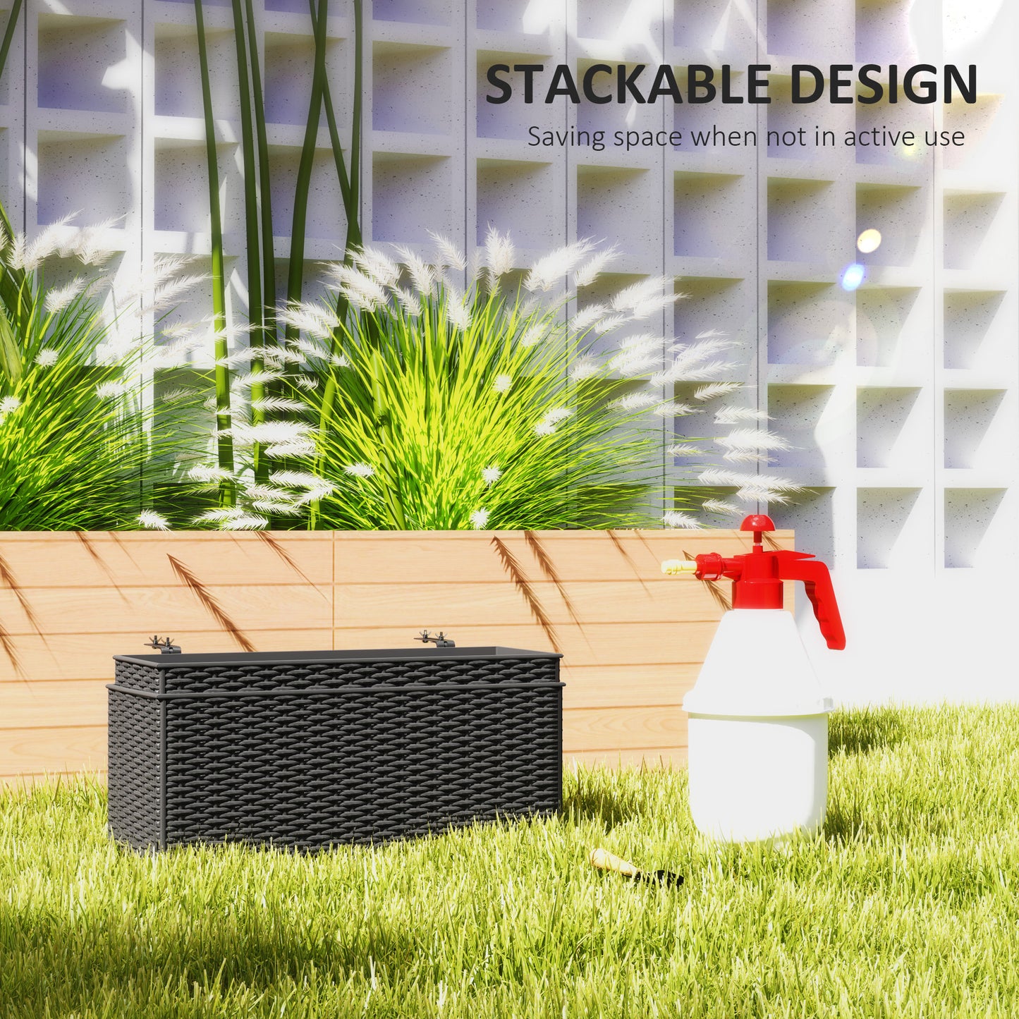 Set of Two Rattan-Effect Planters (2)