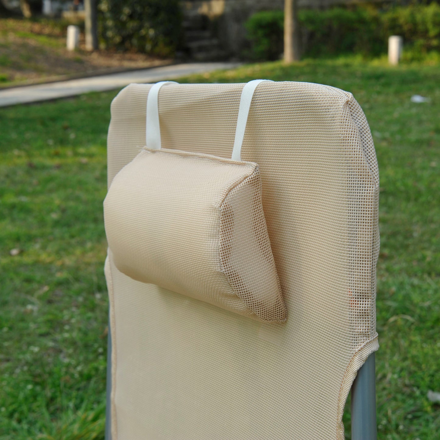 Folding Sun Lounger, Texteline Reclining Sun Bed