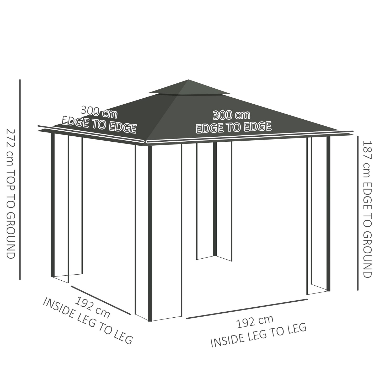 3 x 3m Steel Frame Double Roof Garden Gazebo
