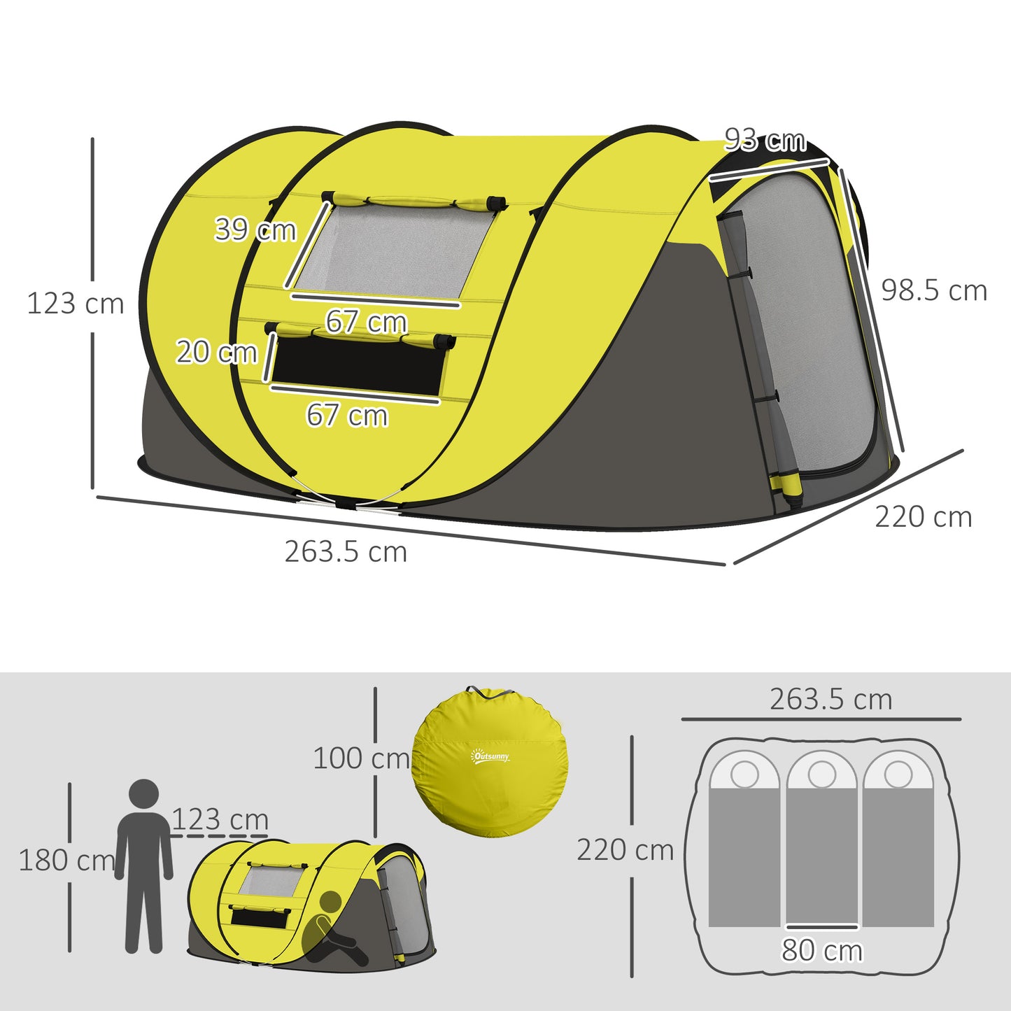4 Person Pop-up Camping Tent Family Tent with Ground Sheet