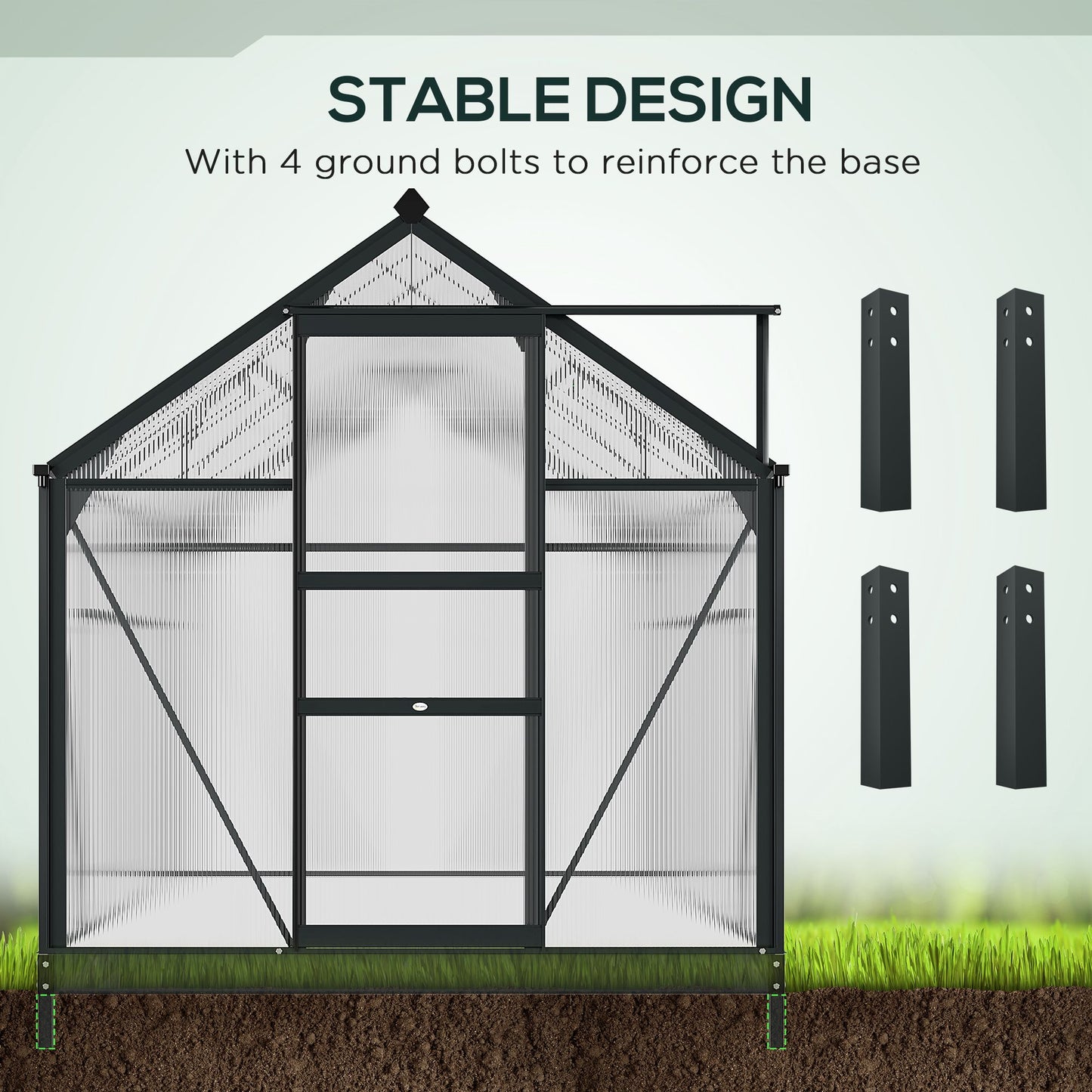 6 x 10ft Polycarbonate Greenhouse