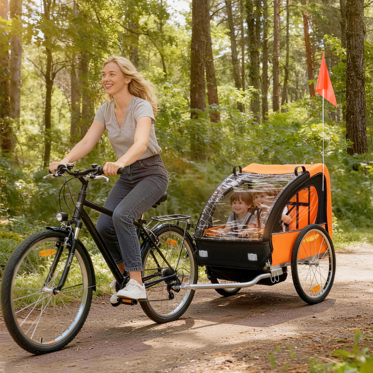 2 Seat Bike Trailer Bicycle wagon (1)
