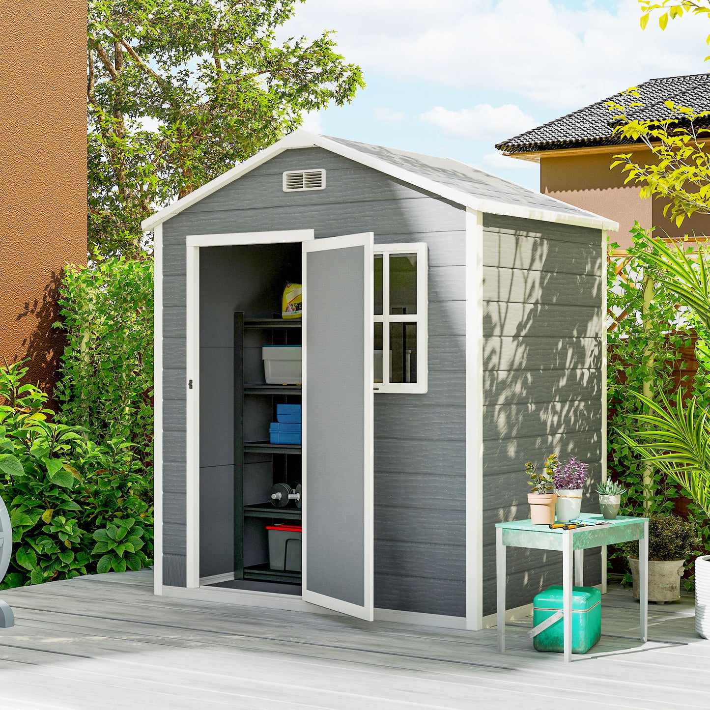 6 x 4ft Plastic Shed with Floor