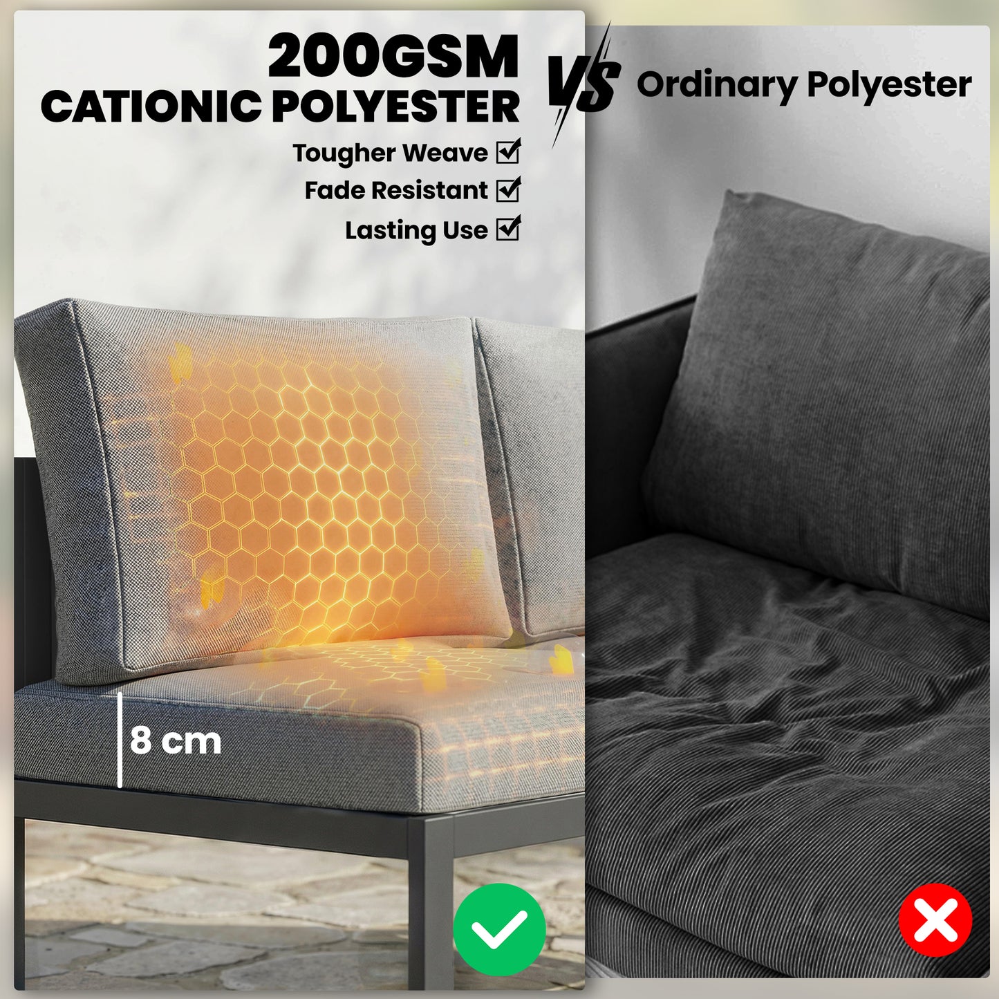 6 Seater Metal Garden Furniture Corner Sofa Set with 3 Loveseats