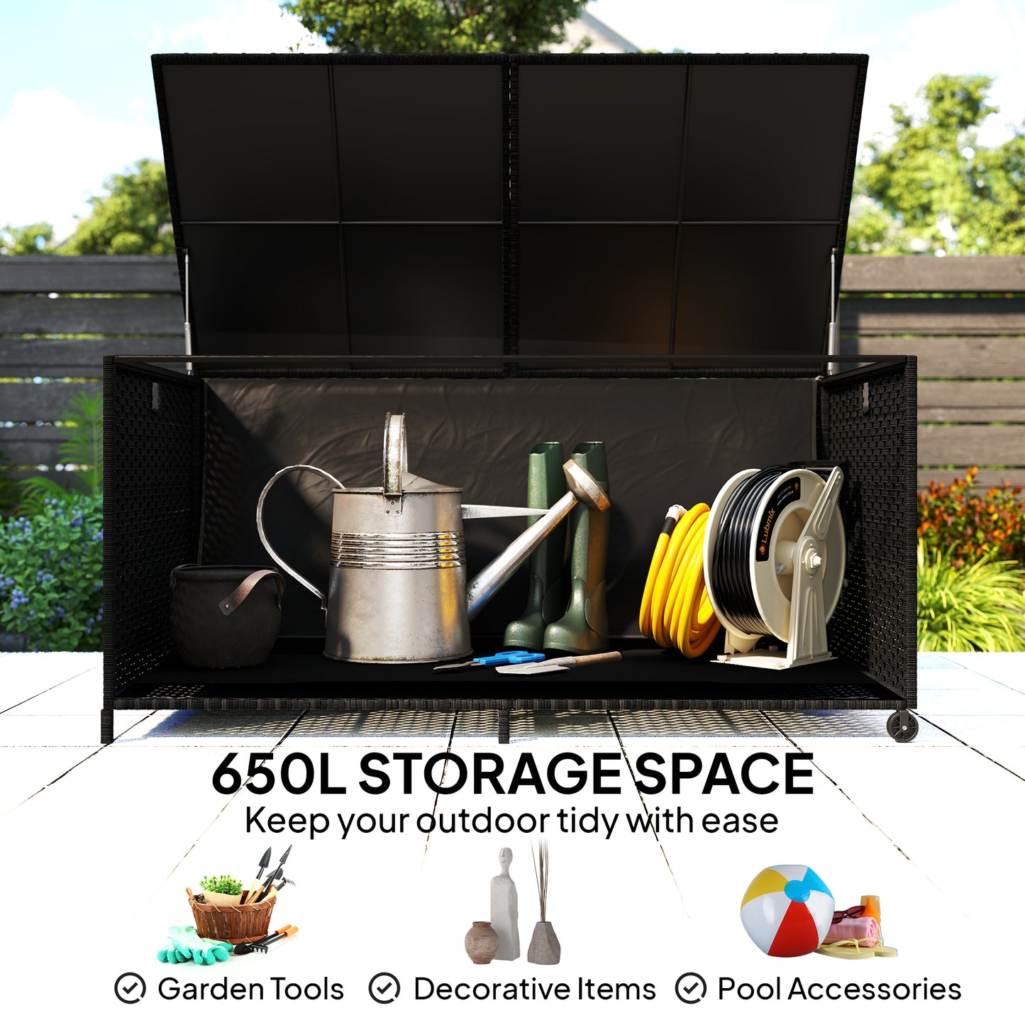 650L Garden Storage Box with 2 Wheels