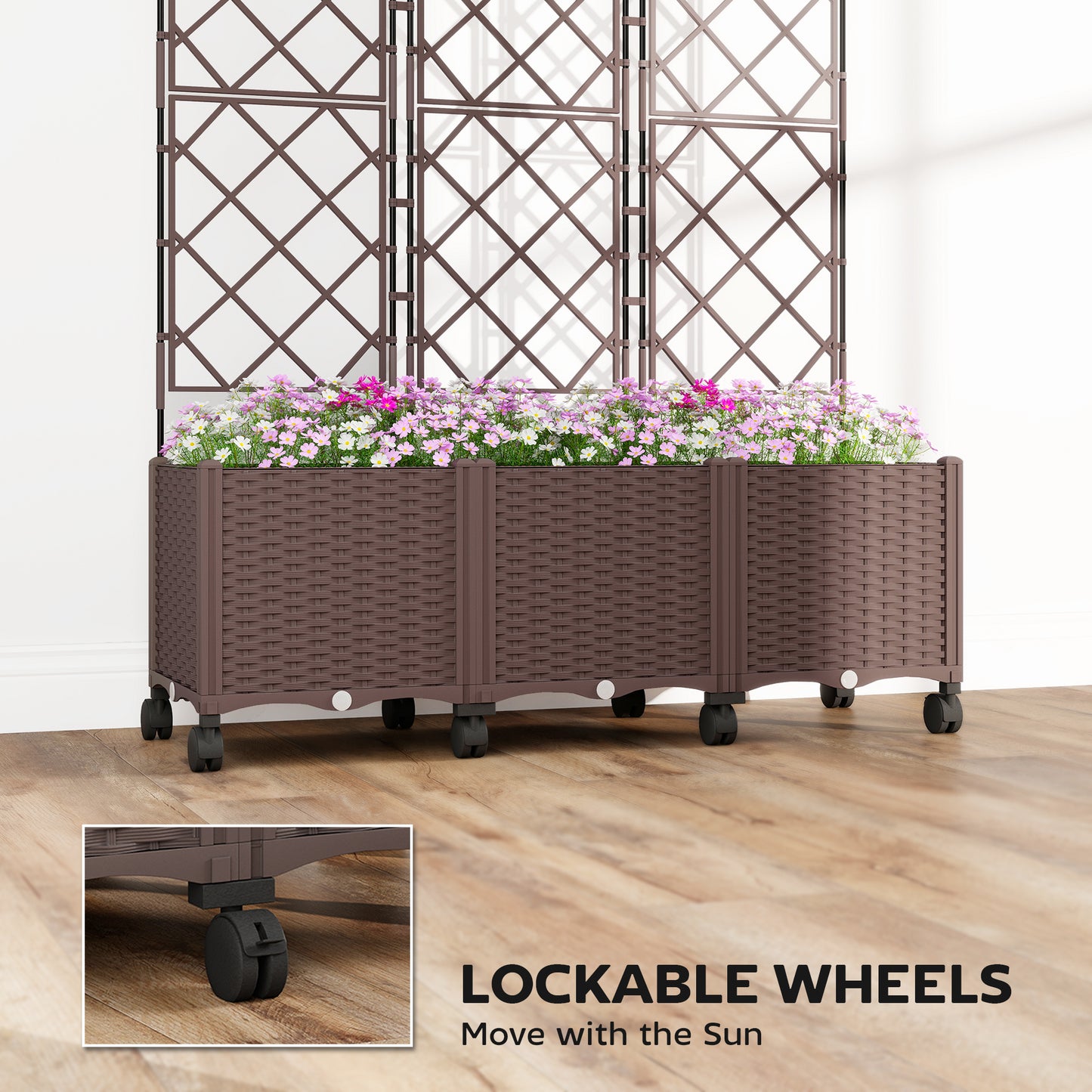 Plastic Raised Planter with Trellis