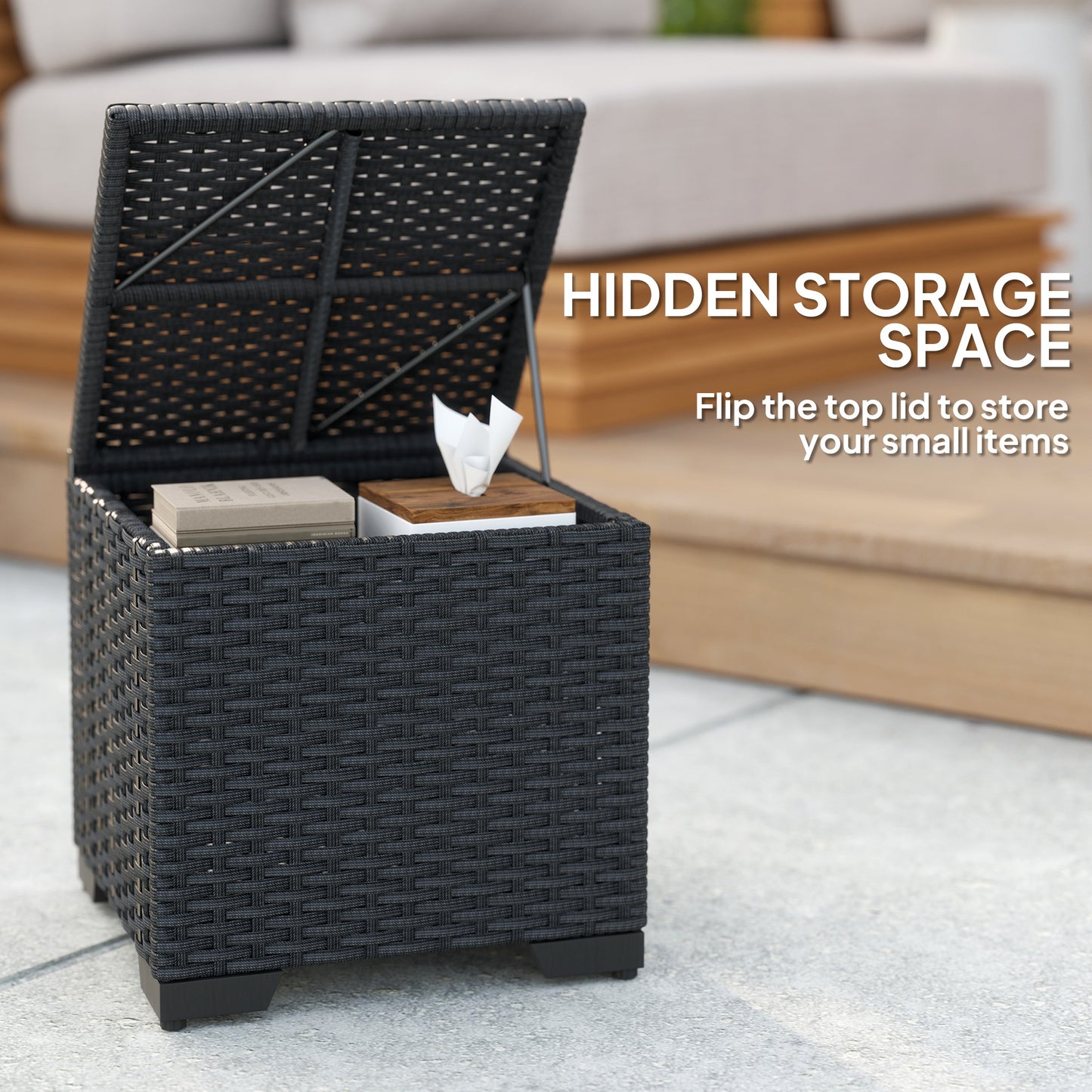 Set of 2 Rattan Storage Ottoman