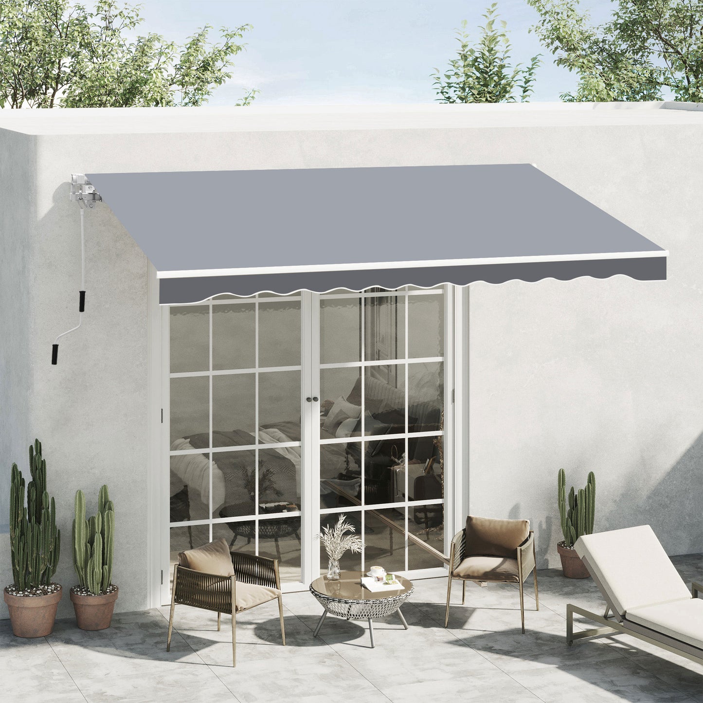 2.5m x 2m Garden Patio Manual Awning Canopy Sun Shade Shelter