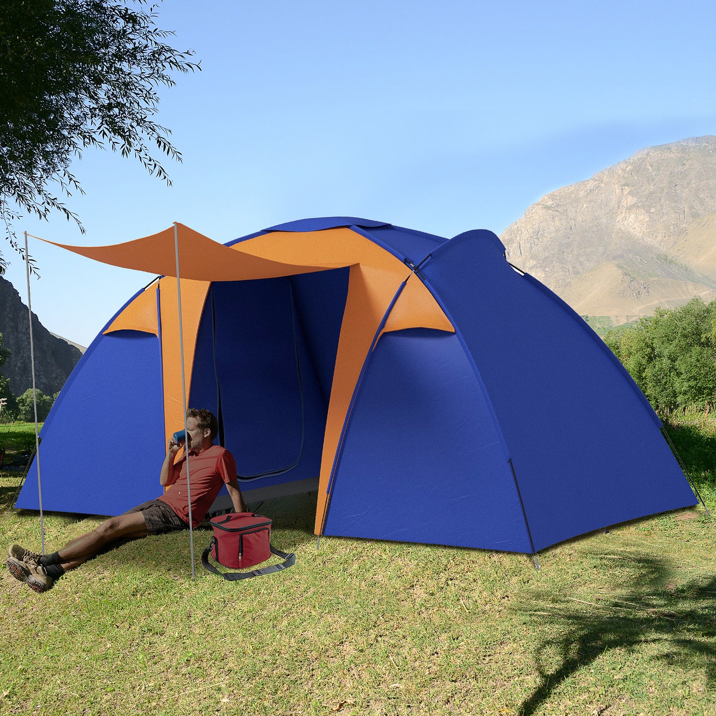 Camping Tent with 2 Bedroom, Living Area and Porch