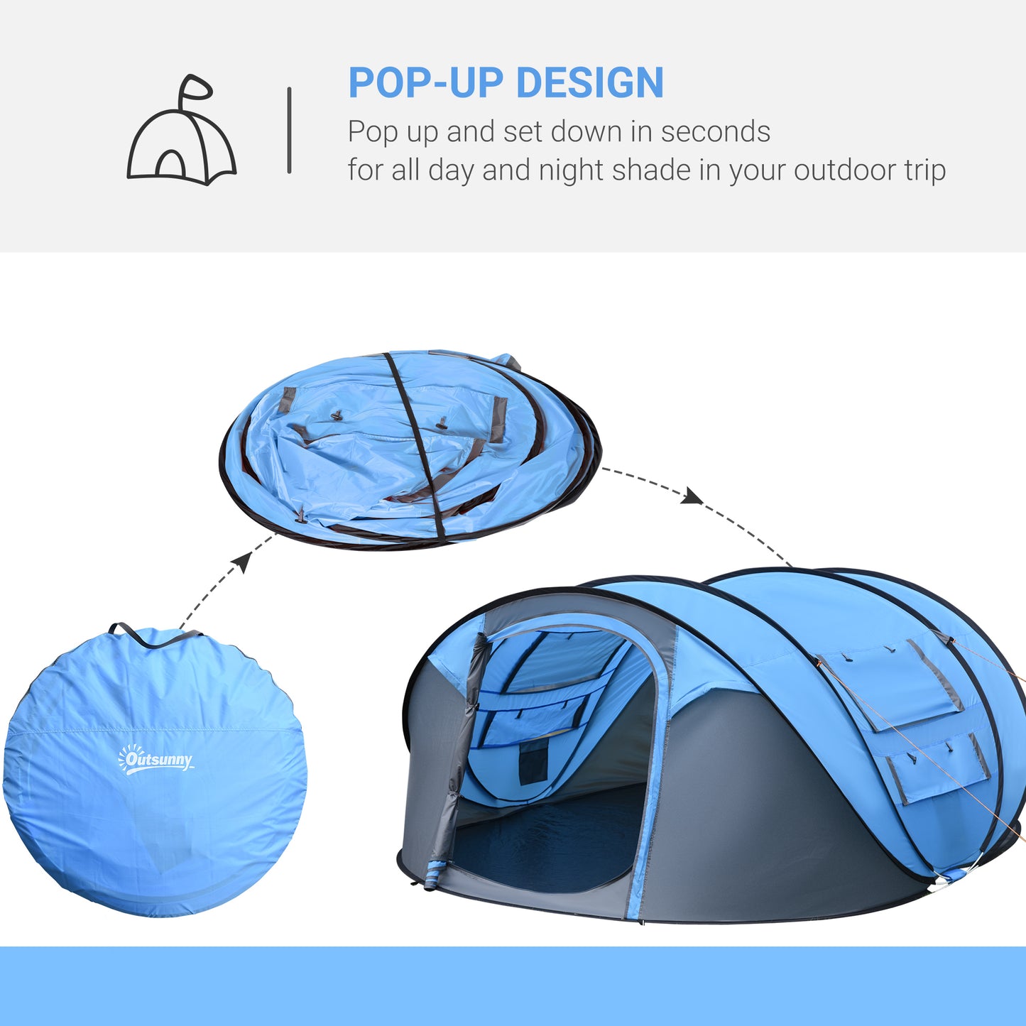 4 Person Pop-up Camping Tent Family Tent with Ground Sheet