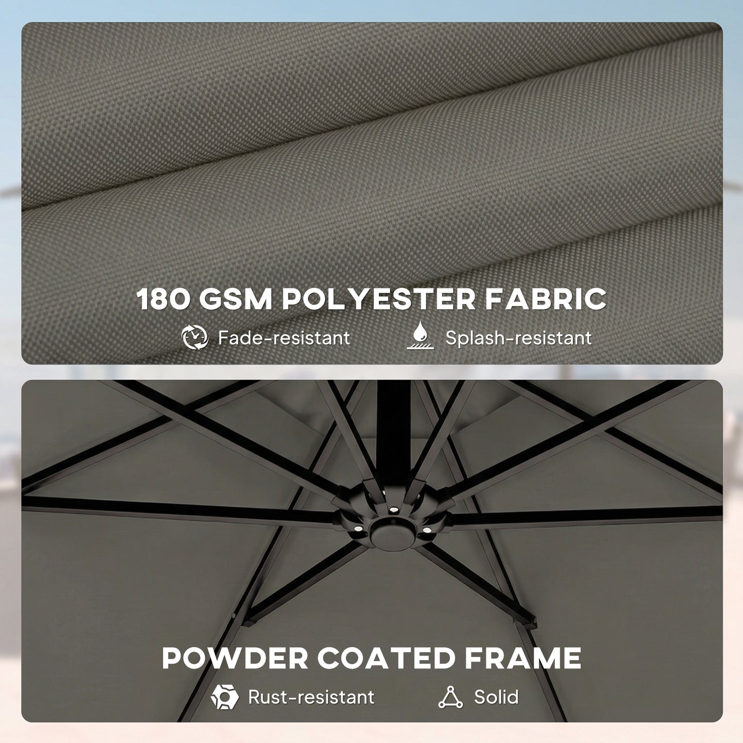 3 m Garden Cantilever Parasol with Cover