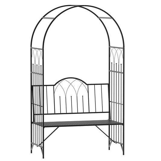 Garden Metal Arch Bench Outdoor Patio Rose Trellis Arbour Pergola