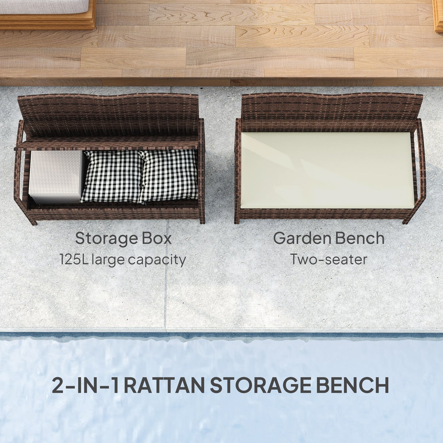 125L Storage Garden Bench, with Cushion