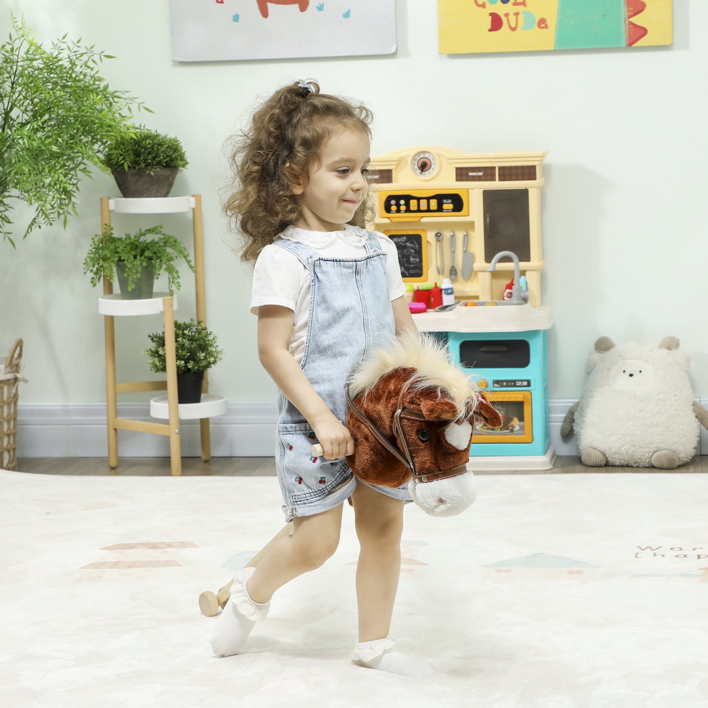 Stick Horse with Wood Wheels