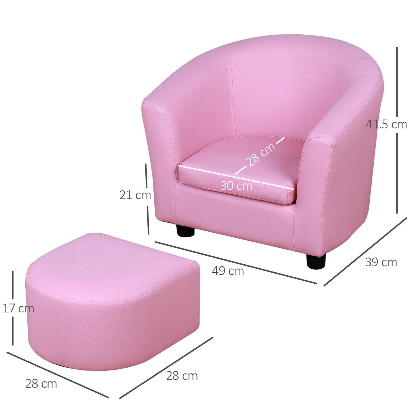 Kids Toddler Sofa Children's Armchair Footstool with Thick Padding