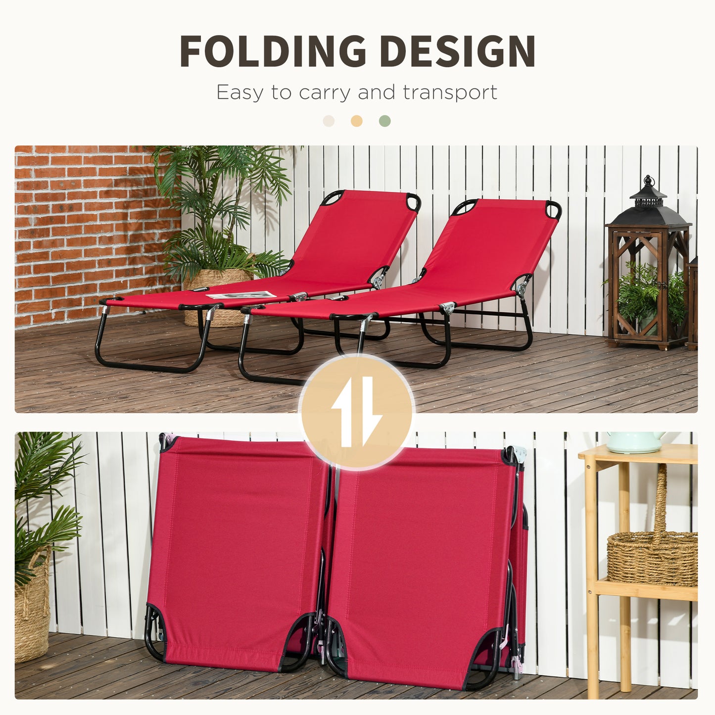 Set of Two Folding Sun Loungers (1)