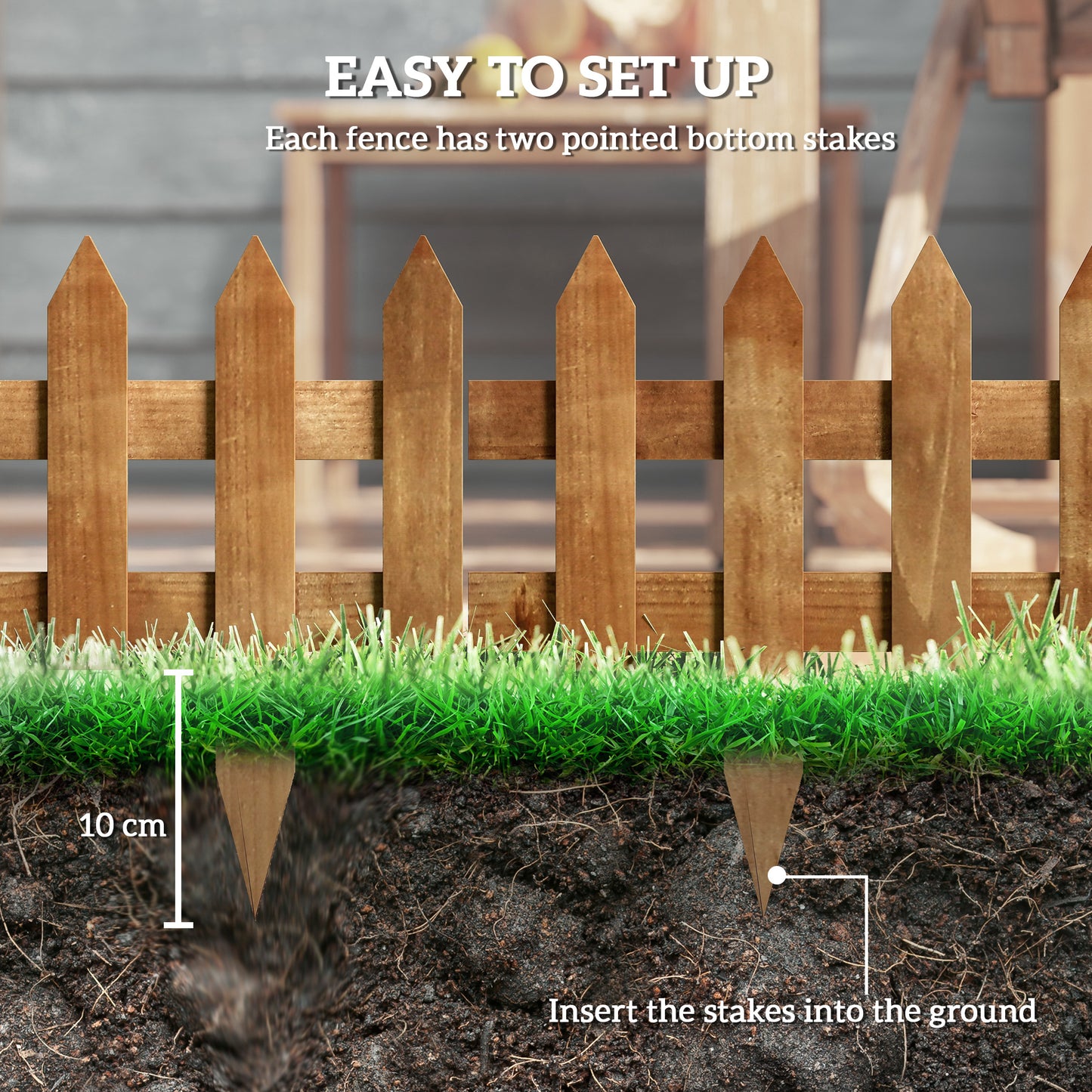 Pack of 12 Wooden Border Fences