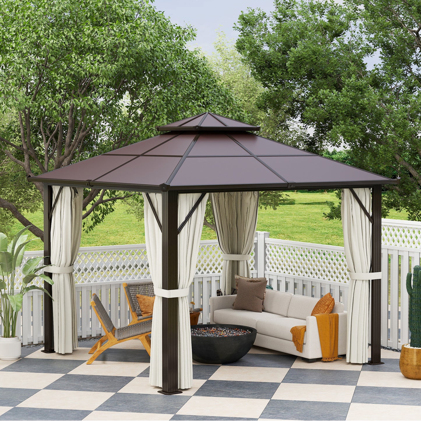 3 x 3(m) Hardtop Gazebo Canopy with UPF30+ Double Polycarbonate Roof